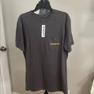 💕5/$15 Rigawtr Short Sleeve Pocket Tee - Charcoal with Yellow Logo, NEW UV 50